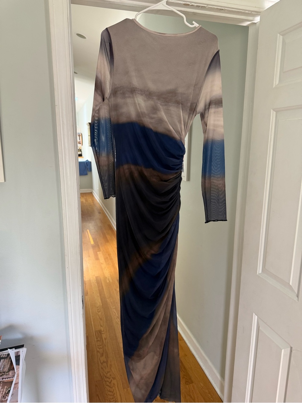 Amazon Long Sleeve Gradient Maxi Dress in Blue and Taupe